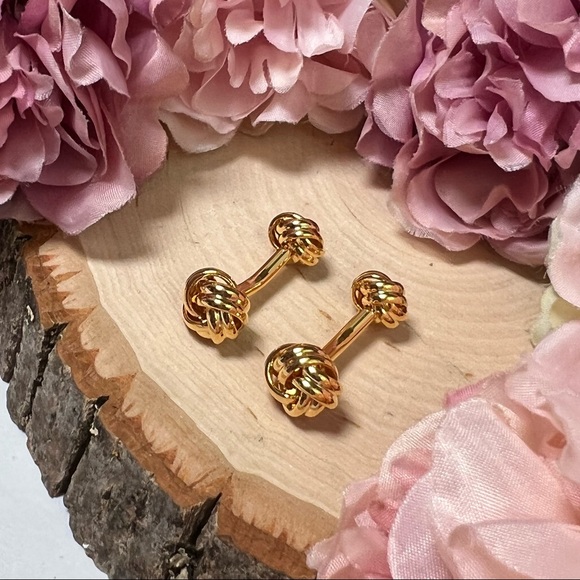 ‘Tying the Knot’ Gold Knotted Cufflinks Tuxedo Studs Formal 8 Pcs Set - Picture 11 of 17